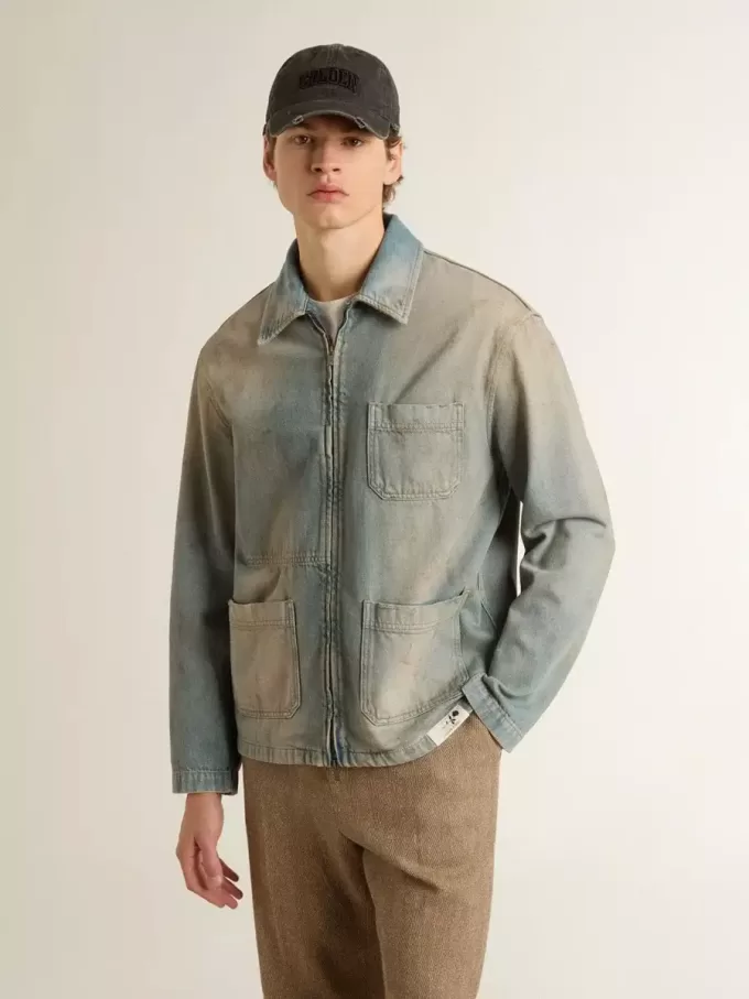 Herren-Jeansjacke im Used-Look mit Reißverschluss Herren-Jeansjacke im Used-Look mit Reißverschluss