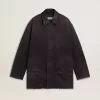 Herren-Jeansjacke mit Used-Details und Lederkragen Herren-Jeansjacke mit Used-Details und Lederkragen