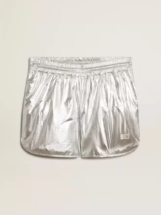 Herren-Laufshorts aus silbernem Stoff