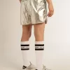 Herren-Laufshorts aus silbernem Stoff