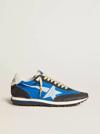 Herren-Marathon mit blauem Nylon-Obermaterial und weißem Stern Herren-Marathon mit blauem Nylon-Obermaterial und weißem Stern