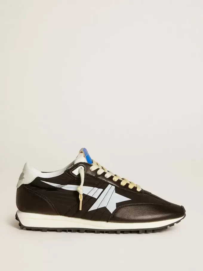 Herren-Marathon mit schwarzem Nylon-Obermaterial und weißem Stern Herren-Marathon mit schwarzem Nylon-Obermaterial und weißem Stern