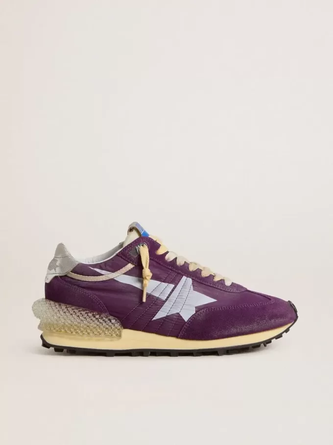 Herren-Marathon mit violettem Nylon-Obermaterial und weißem Stern Herren-Marathon mit violettem Nylon-Obermaterial und weißem Stern