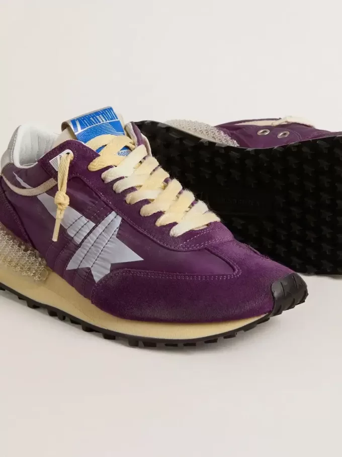 Herren-Marathon mit violettem Nylon-Obermaterial und weißem Stern Herren-Marathon mit violettem Nylon-Obermaterial und weißem Stern