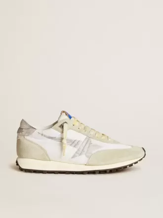 Herren-Marathon mit weißem Nylon-Obermaterial und silbernem Stern Herren-Marathon mit weißem Nylon-Obermaterial und silbernem Stern
