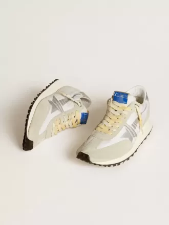 Herren-Marathon mit weißem Nylon-Obermaterial und silbernem Stern Herren-Marathon mit weißem Nylon-Obermaterial und silbernem Stern