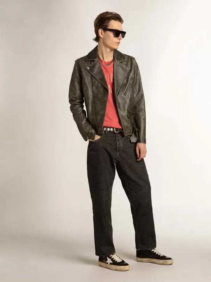 Herren-Mid Star aus schwarzem Nappaleder und Wildleder mit weißem Lederstern Herren-Mid Star aus schwarzem Nappaleder und Wildleder mit weißem Lederstern