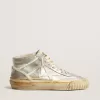 Herren-Mid Star aus silbermetallischem Leder mit elfenbeinfarbenem Stern Herren-Mid Star aus silbermetallischem Leder mit elfenbeinfarbenem Stern