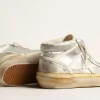 Herren-Mid Star aus silbermetallischem Leder mit elfenbeinfarbenem Stern Herren-Mid Star aus silbermetallischem Leder mit elfenbeinfarbenem Stern