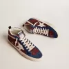Herren-Mid Star aus weinrotem Wildleder mit weißem Nappa-Stern und Blitz Herren-Mid Star aus weinrotem Wildleder mit weißem Nappa-Stern und Blitz