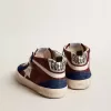 Herren-Mid Star aus weinrotem Wildleder mit weißem Nappa-Stern und Blitz Herren-Mid Star aus weinrotem Wildleder mit weißem Nappa-Stern und Blitz