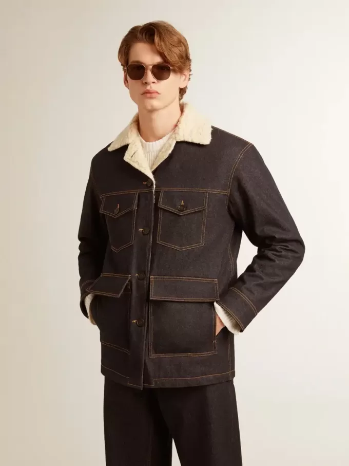 Herren-Peacoat-Jacke aus Denim Herren-Peacoat-Jacke aus Denim