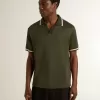 Herren-Polohemd aus militärgrünem Jersey mit Stickerei Herren-Polohemd aus militärgrünem Jersey mit Stickerei