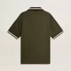 Herren-Polohemd aus militärgrünem Jersey mit Stickerei Herren-Polohemd aus militärgrünem Jersey mit Stickerei