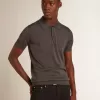 Herren-Polohemd mit kurzen Ärmeln aus grauer Merinowolle Herren-Polohemd mit kurzen Ärmeln aus grauer Merinowolle