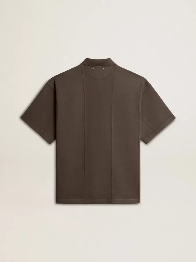 Herren-Poloshirt aus Baumwolle in Anthrazitgrau mit Stickerei