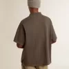 Herren-Poloshirt aus Baumwolle in Anthrazitgrau mit Stickerei