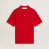 Herren-Poloshirt aus rotem Baumwollpiqué