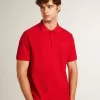 Herren-Poloshirt aus rotem Baumwollpiqué