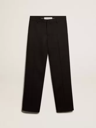 Herren-Smokinghose aus schwarzer Wollgabardine
