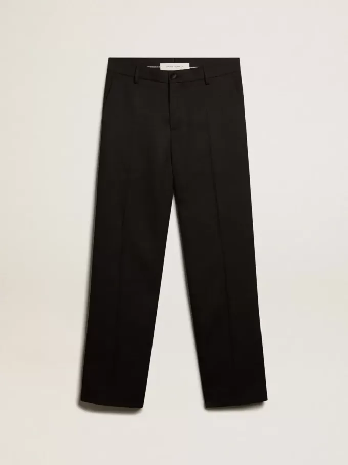 Herren-Smokinghose aus schwarzer Wollgabardine Herren-Smokinghose aus schwarzer Wollgabardine
