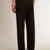 Herren-Smokinghose aus schwarzer Wollgabardine Herren-Smokinghose aus schwarzer Wollgabardine