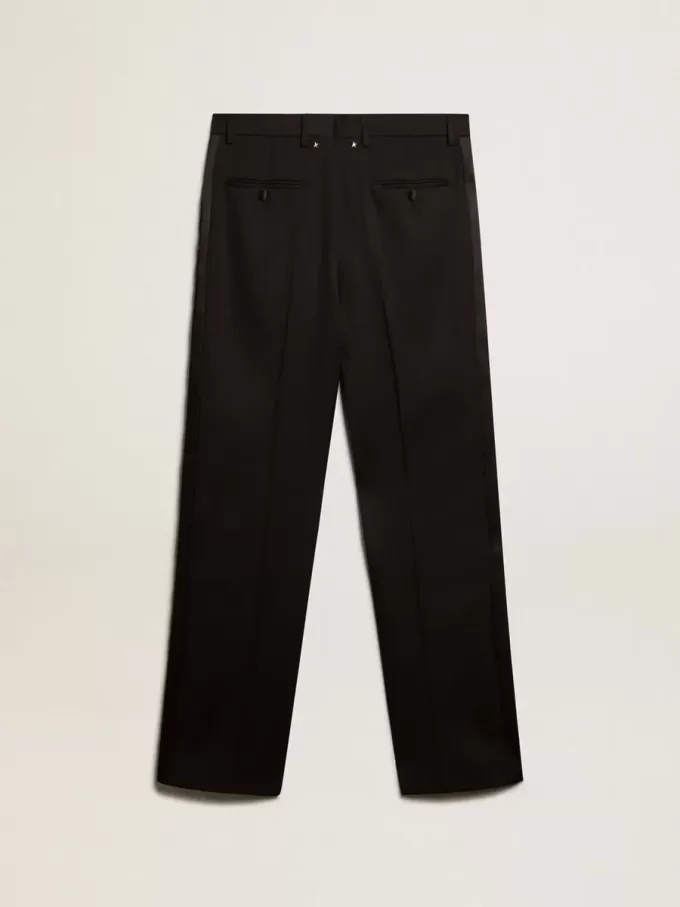 Herren-Smokinghose aus schwarzer Wollgabardine Herren-Smokinghose aus schwarzer Wollgabardine