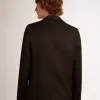 Herren-Smokingjacke aus schwarzer Wollgabardine
