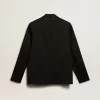 Herren-Smokingjacke aus schwarzer Wollgabardine
