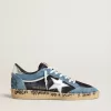 Herren-Sneaker „Ball Star” aus blauem Wildleder mit silbernem Lederstern und Fersenlasche