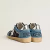 Herren-Sneaker „Ball Star” aus blauem Wildleder mit silbernem Lederstern und Fersenlasche