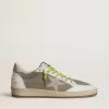 Herren-Sneaker „Ball Star” aus grauem Wildleder mit altrosa Wildlederstern und beigem Lederabsatz