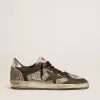 Herren-Sneaker „Ball Star” aus Leder mit Elefantenprint und schwarzem Lederstern