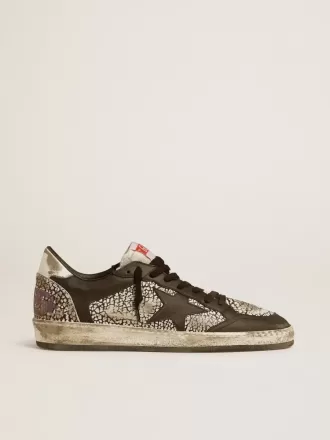 Herren-Sneaker „Ball Star” aus Leder mit Elefantenprint und schwarzem Lederstern