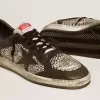 Herren-Sneaker „Ball Star” aus Leder mit Elefantenprint und schwarzem Lederstern