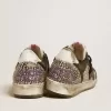 Herren-Sneaker „Ball Star” aus Leder mit Elefantenprint und schwarzem Lederstern