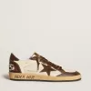 Herren-Sneaker „Ball Star” aus Nappa und Mesh mit Stern aus Wildleder und braunen Ledereinsätzen