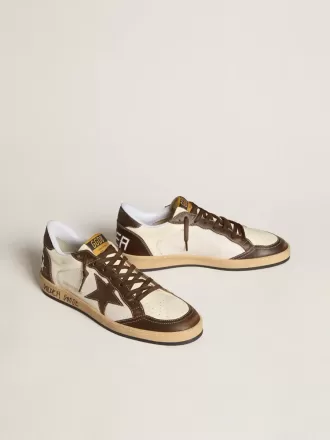 Herren-Sneaker „Ball Star” aus Nappa und Mesh mit Stern aus Wildleder und braunen Ledereinsätzen