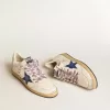 Herren-Sneaker „Ball Star” aus Nappaleder mit blauem Wildlederstern und Fersenlasche aus platinfarbenem Leder