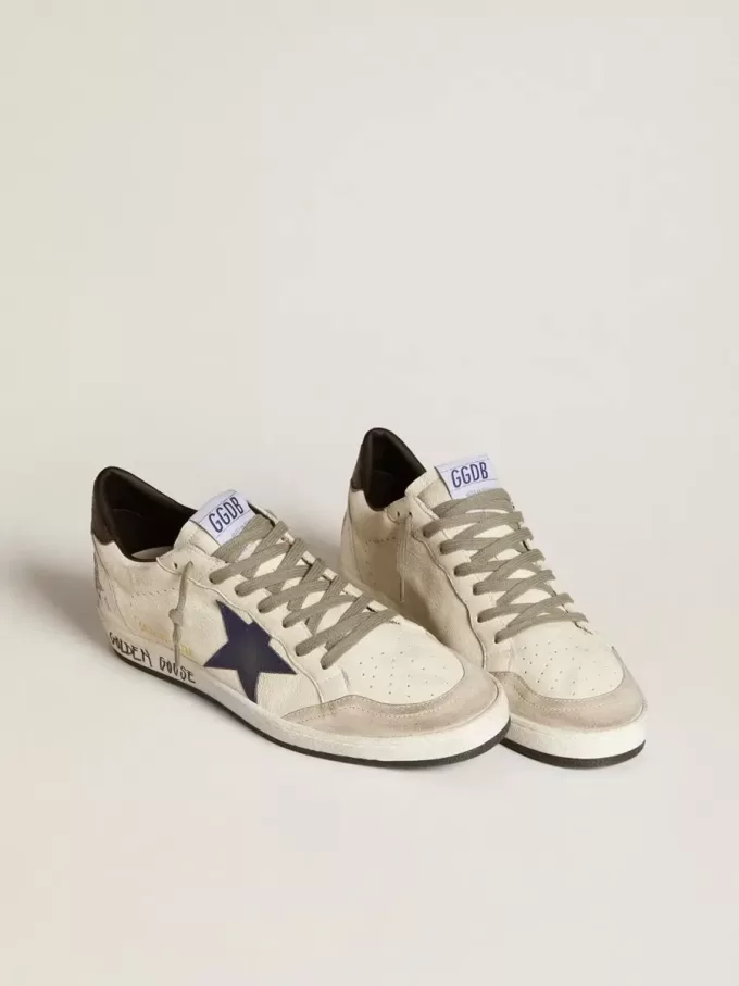Herren-Sneaker „Ball Star” aus Nappaleder mit Lederstern und metallischer Lederlasche am Fersenbereich