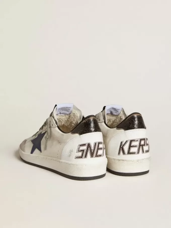 Herren-Sneaker „Ball Star” aus Nappaleder mit Lederstern und metallischer Lederlasche am Fersenbereich