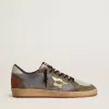 Herren-Sneaker „Ball Star” aus Nubuk und Wildleder mit goldfarbenem Metallic-Stern