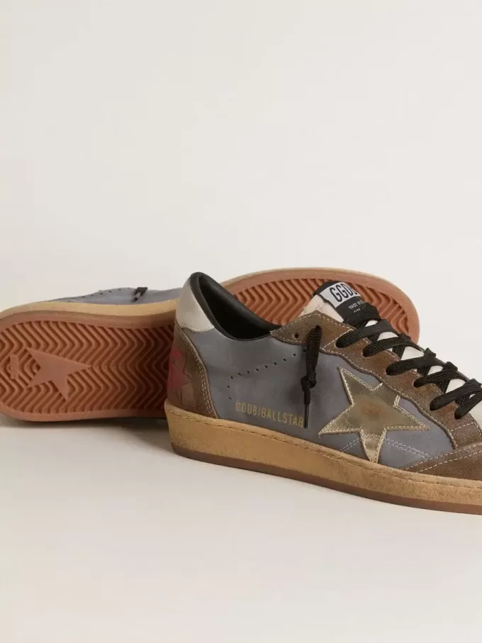 Herren-Sneaker „Ball Star” aus Nubuk und Wildleder mit goldfarbenem Metallic-Stern