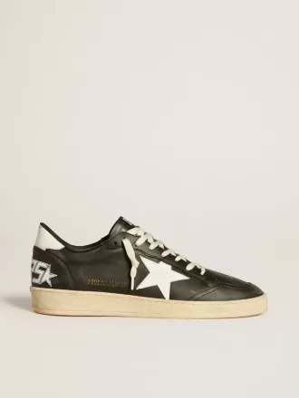 Herren-Sneaker „Ball Star” aus schwarzem Nappaleder mit weißem Lederstern und Fersenlasche