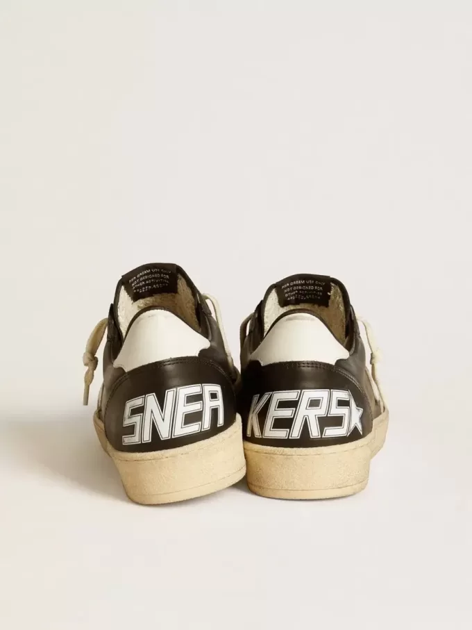 Herren-Sneaker „Ball Star” aus schwarzem Nappaleder mit weißem Lederstern und Fersenlasche