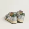 Herren-Sneaker „Ball Star” aus silbernem Nylon mit grünem Lederstern und Fersenlasche