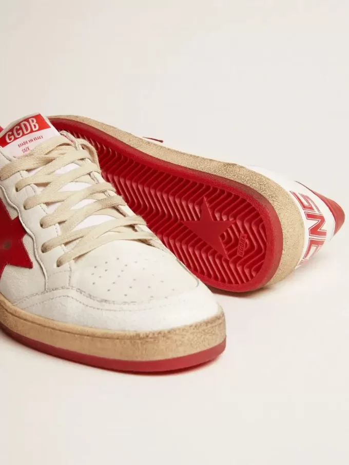 Herren-Sneaker „Ball Star” aus weißem Leder