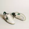 Herren-Sneaker „Ball Star” aus weißem Nappaleder mit grünem Lederstern und Fersenlasche
