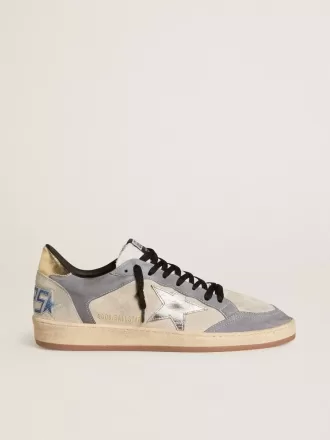 Herren-Sneaker „Ball Star” aus Wildleder und Nubukleder mit silbermetallischem Lederstern und goldmetallischer Lederferse