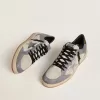 Herren-Sneaker „Ball Star” aus Wildleder und Nubukleder mit silbermetallischem Lederstern und goldmetallischer Lederferse